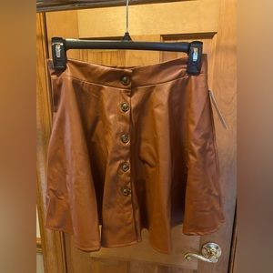 Leather button down mini skirt